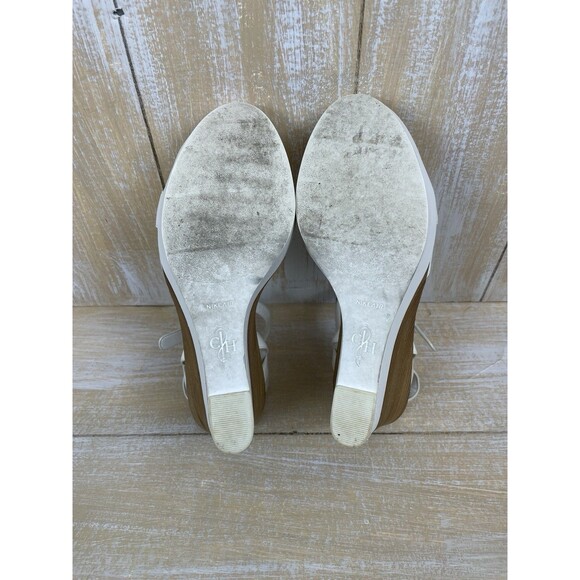 Cole Haan Paley Women's Size 9.5B White Leather High Wedge Heels - Picture 7 of 10